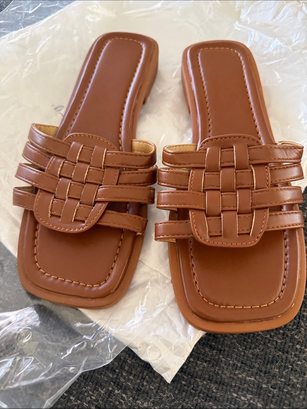 ARDELIO Riviera Woven Slide Sandals in Brown NWT
